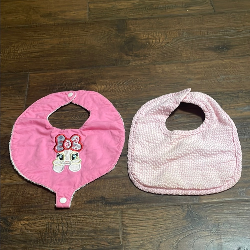 Pink and Cream Soft Fabric Bibs Set